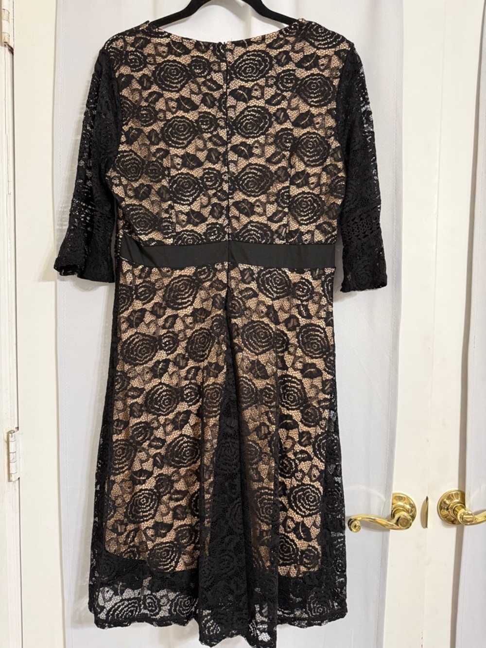 Black Lace Midi Dress with Nude Lining by - Picture 2 of 2